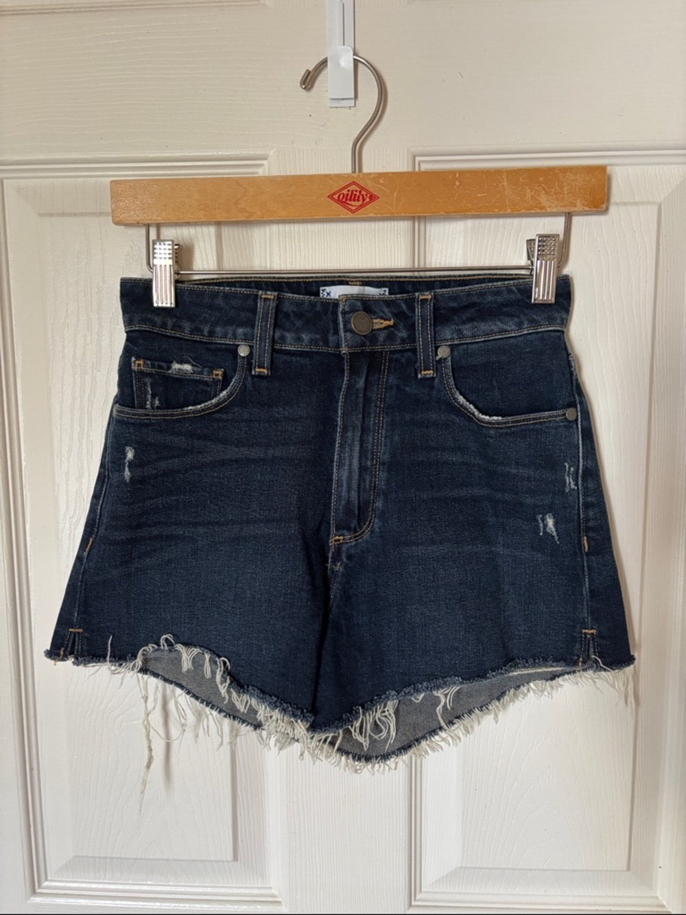 PAIGE Dark Wash Denim Shorts – Size 25